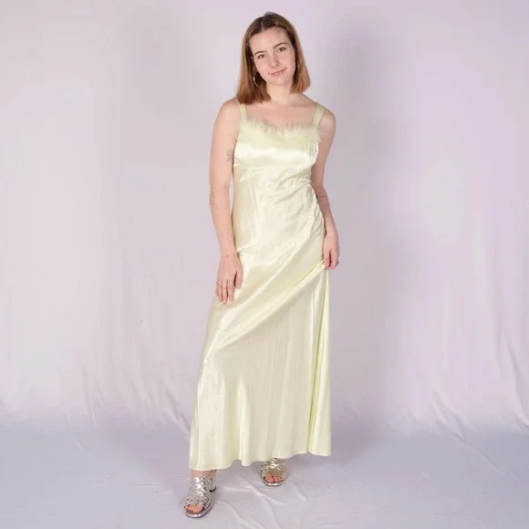 blondie nites dresses 90s Vintage Halter-Neck Sheath Prom Dress Beaded Chiffon Long Evening Gown   DSProm